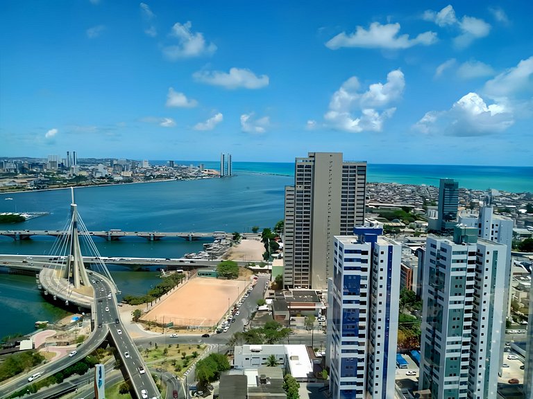 Apto 2 Quartos Pina com Piscina e Vista Recife